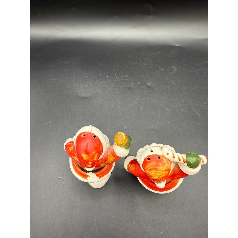 Vtg 1950s Napco Santa Claus Christmas Salt & Pepper Shakers W/Bell & Candy Cane - Picture 4 of 6